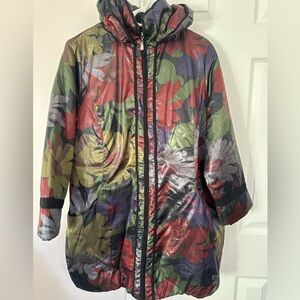 Floral Print Lightweight Hooded Jacket – Colorful Pattern Women’s Size L